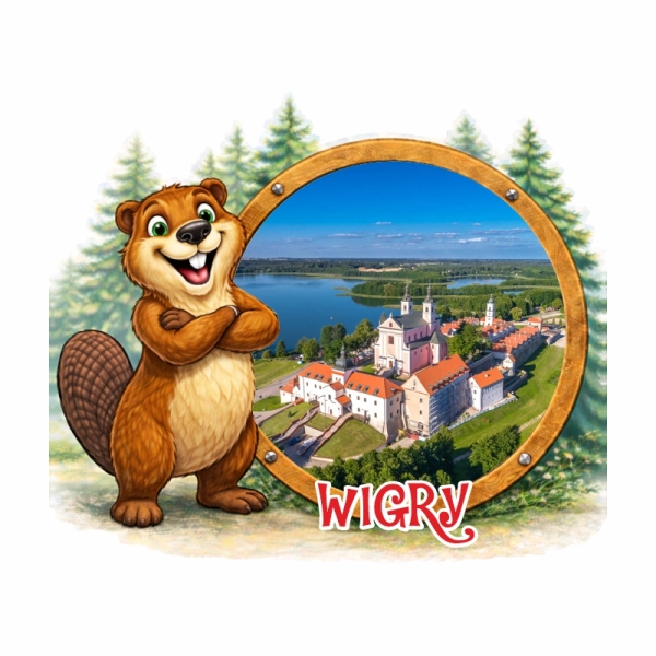 Drewniany magnes bóbr bajkowy